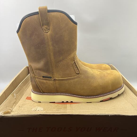 BRUNT Bolduc Boots Mens Size 11.5 Brown Pull On Work Safety Toe Wedge Shoes NEW - Picture 1 of 8